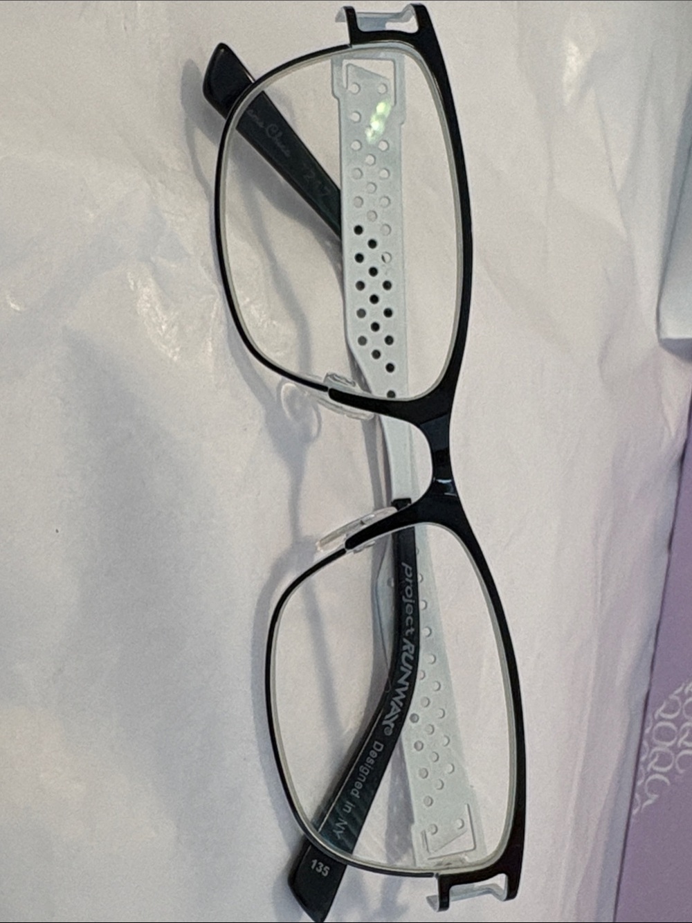 project RUNWAY Black and White Rectangular Eyeglass Frames